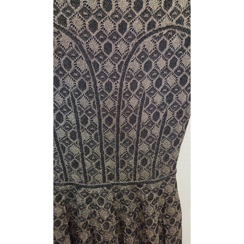 Alexander McQueen Metallic Jacquard Knit Skater Dress Fit Flare Black Gold Small - Picture 7 of 15